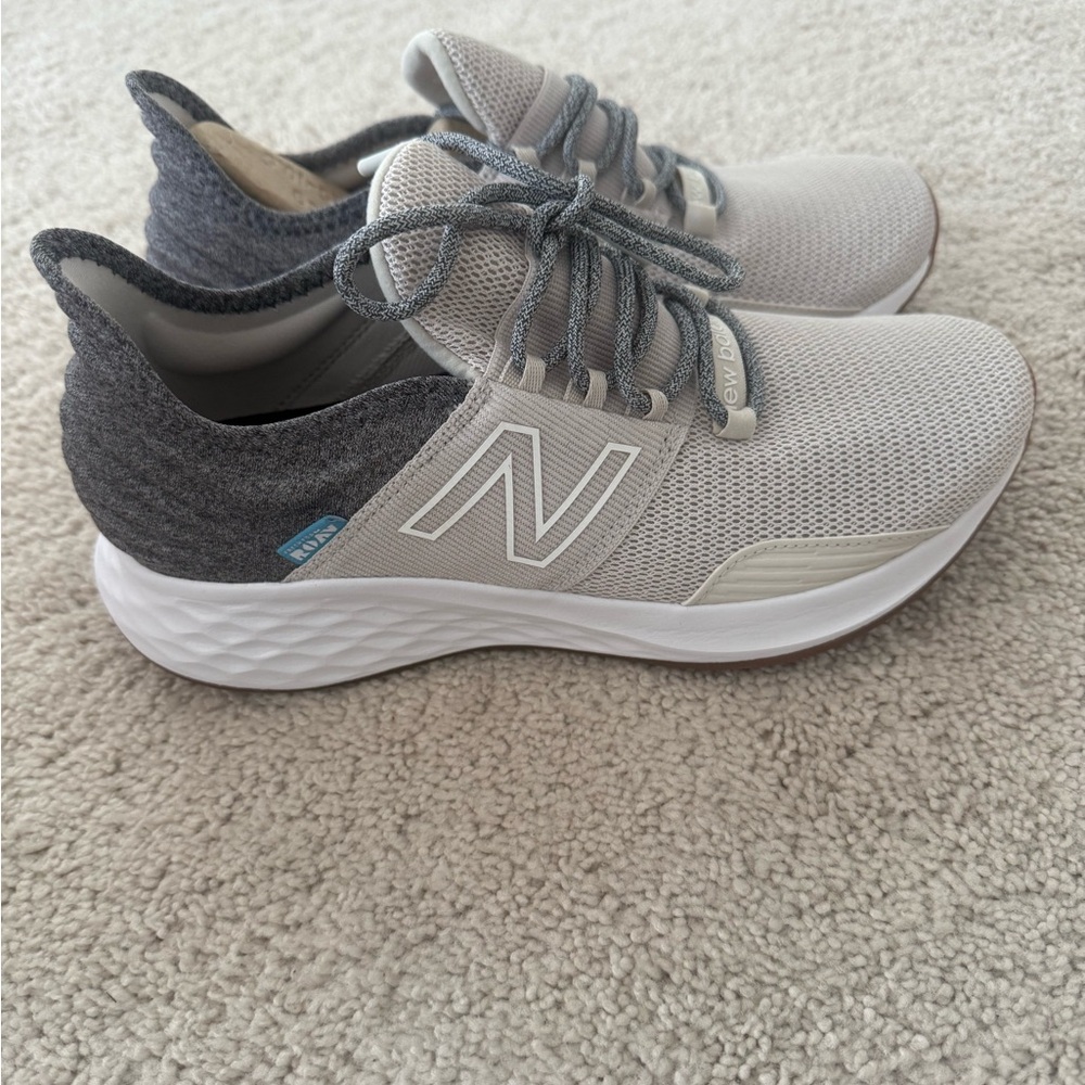 New Balance Gray Athletic Shoes with Breathable Mesh and Padded Tongue